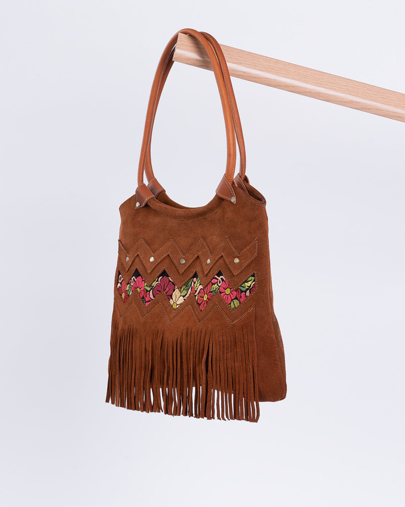 Sisa Embroidered Bag - Leather